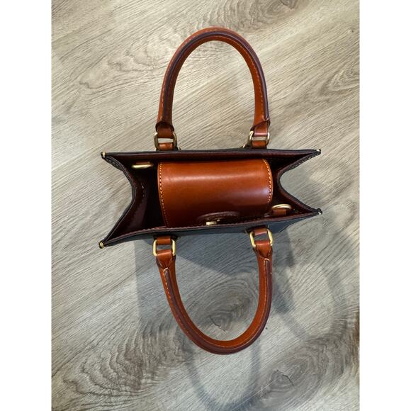 Dooney & Bourke Pebble Leather Mini Janine Satchel Black & Tan Trim w/Dustbag - Picture 4 of 5